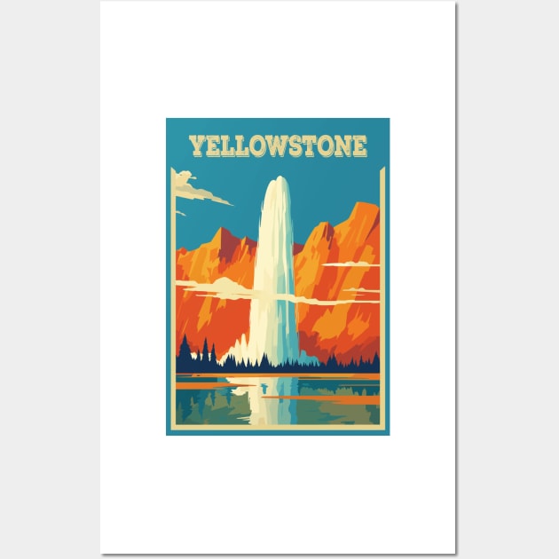 National park Yellowstone, Usa, Travel Poster Wall Art by BokeeLee